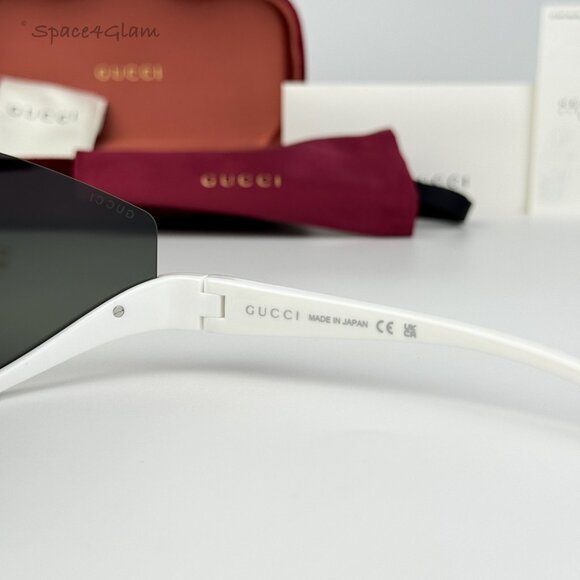 NEW Gucci GG1650S 007 White Grey Unisex Shield Mask Sunglasses GG 1650S